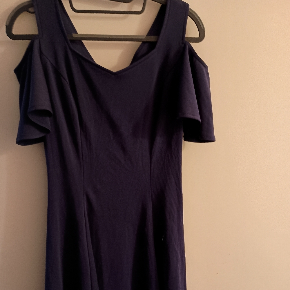 Midi length cold shoulder dress